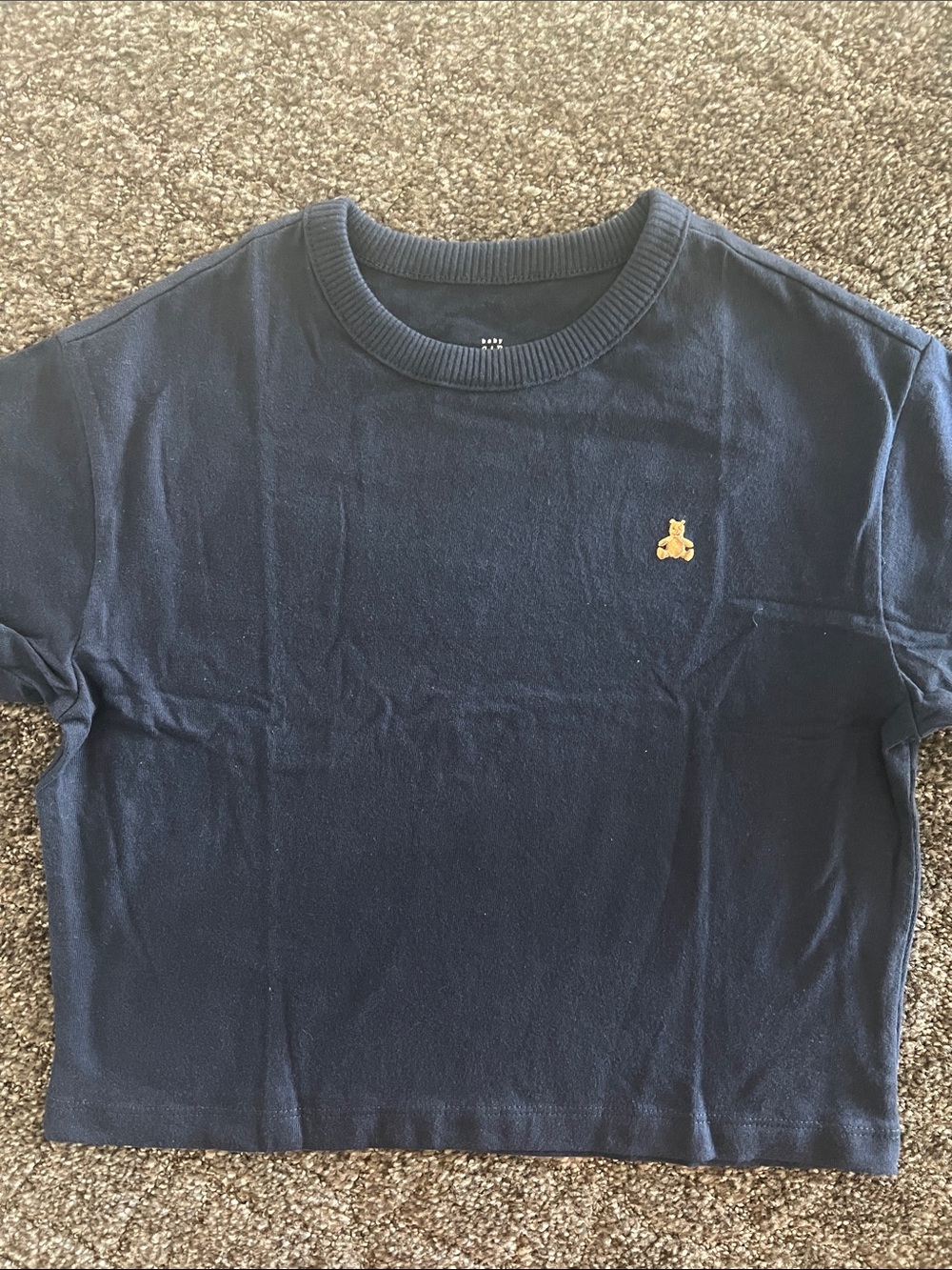 GAP Navy Short-Sleeve Tee with Small Gold Bear Logo